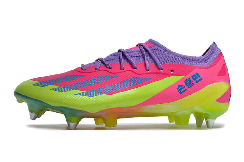 Adidas X CrazyFast.1 Pink and Green Aluminum Spike "Son" Field Cleats