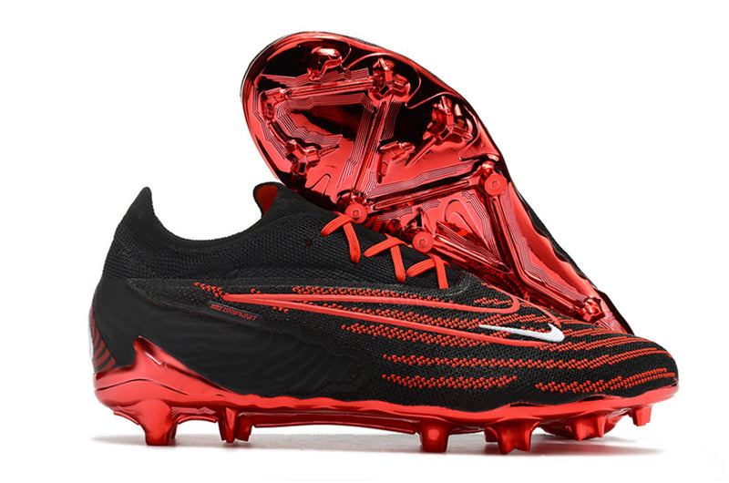 Precisão é com a Chuteira de Campo Nike Phantom GX Elite FG Preta e Vermelho na Farda de Boleiro, Garanta a qualidade de Jogadores Profissionais