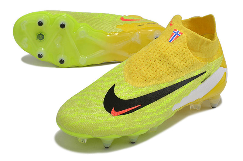 Bota de futbol Nike Phantom GX DF Elite groc i verd amb punta d'alumini "Haaland"