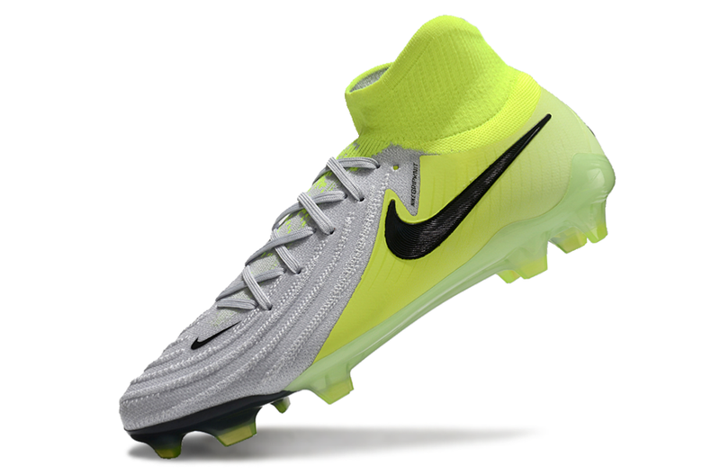 Chuteira Campo Nike Phantom Luna 2 Elite FG Cinza e Verde "Mad Voltage"