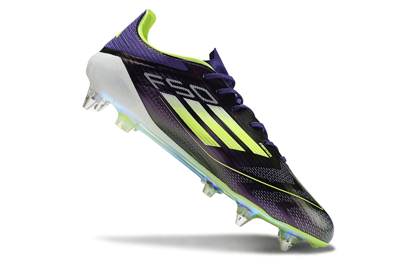 Chuteira Campo Adidas F50 Ponta de Aluminio Roxa e Verde "Fast Reborn"