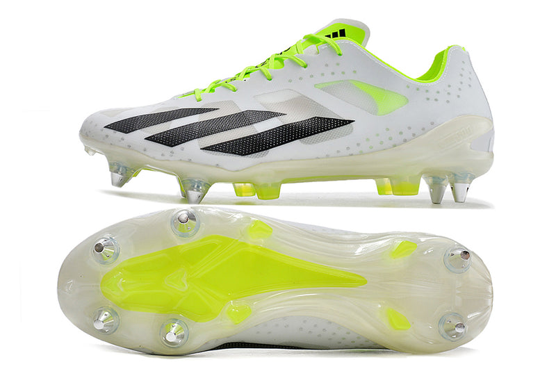 Bota de futbol Adidas X Crazyfast+ blanca i verda amb punta d'alumini "Crazyrush"