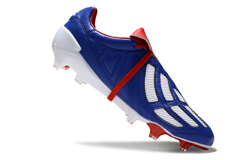 Chuteira Campo Adidas Predator Mania FG Azul, Branca e Vermelha "Made in Germany"