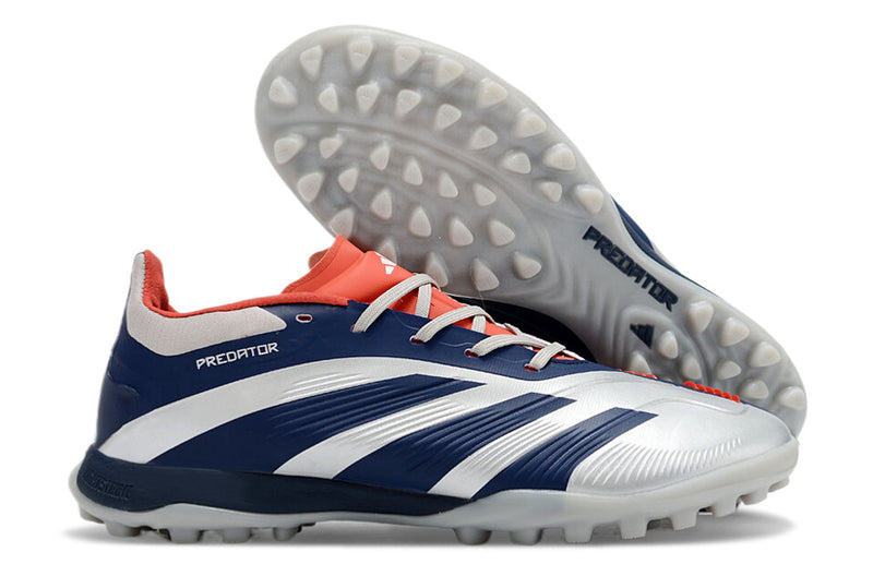 Chuteira Infantil Society Adidas Predator Elite TF Prata e Azul "Roteiro Pack"