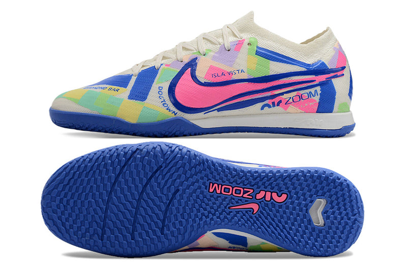 Botes de futbol sala Nike Air Zoom Mercurial Vapor 15 Elite IC blanc, blau i rosa