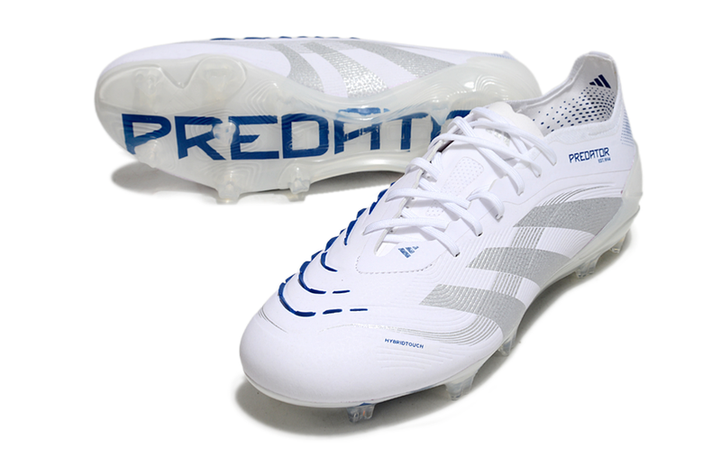 Chuteira Campo Adidas Predator Elite FG Branca e Azul "Polar Victory"