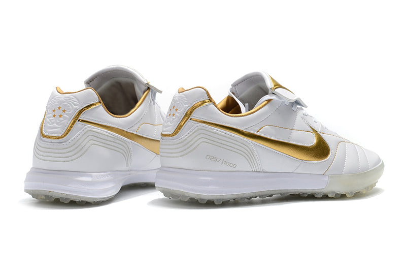 Nike Retro Tiempo Legend 7 Elite TF White and Gold R10 Society Football Boots 