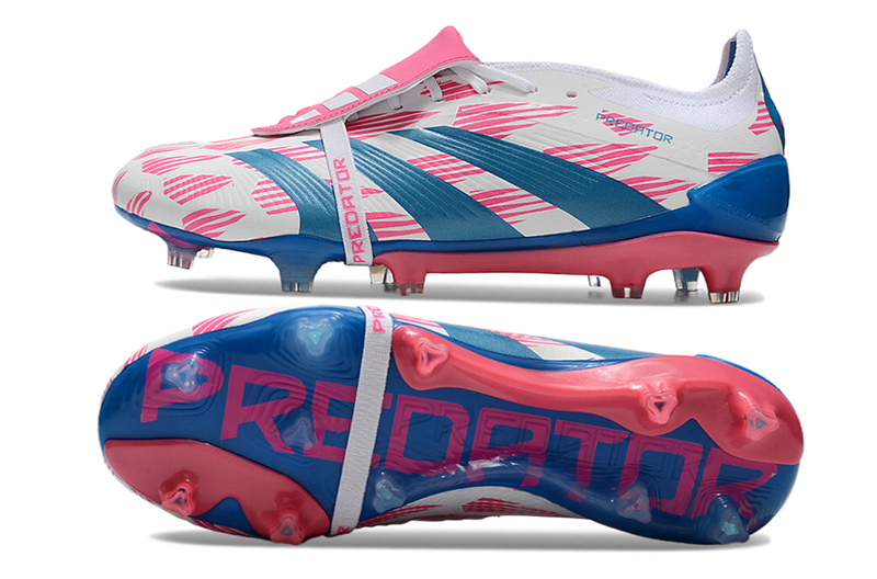 Chuteira Campo Adidas Predator FT 30 Elite FG Branca, Rosa e Azul "Reemergence Pack"