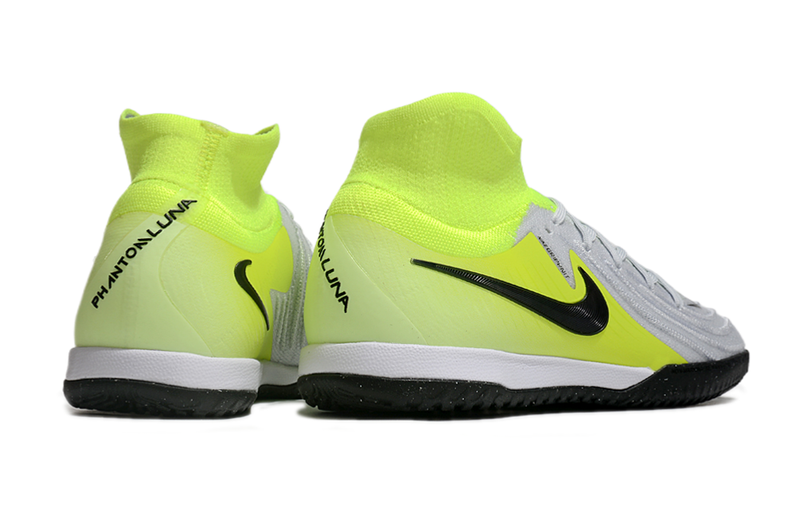 Chuteira Futsal Nike Phantom Luna 2 Elite IC Cinza e Verde "Mad Voltage"