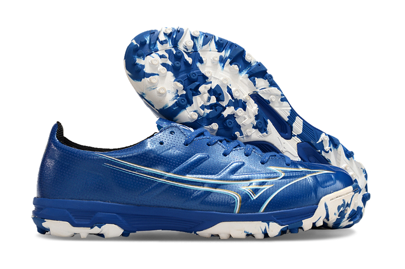 Botes de futbol Mizuno Alpha TF Society blau i blanc "Mugen Pack" 