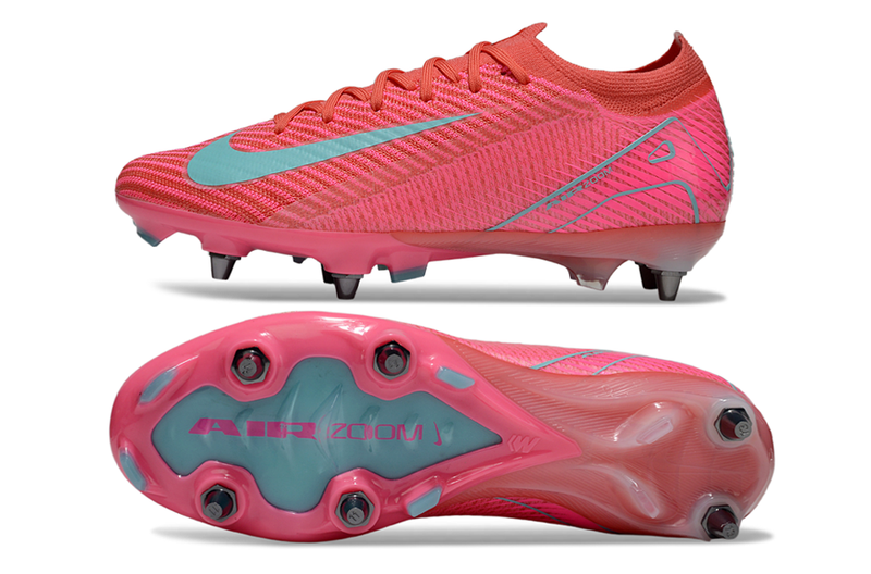 Chuteira Campo Nike Air Zoom Mercurial Vapor 16 Elite Trava Mista Rosa e Azul "Mad Energy"