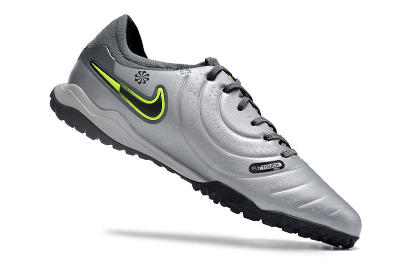 Chuteira Society Nike Tiempo Legend 10 Pro TF Cinza, Preta e Verde