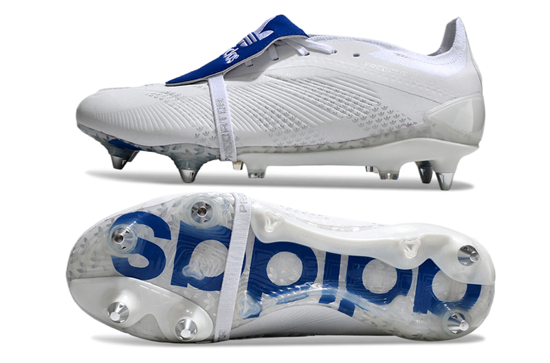 Chuteira Campo Adidas Predator Elite FT 30 Ponta de Aluminio Branca e Azul "Kvara 7"