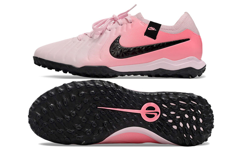 Chuteira Society Nike Tiempo Legend 10 Pro TF Rosa e Preto "Mad Brilliance Pack"