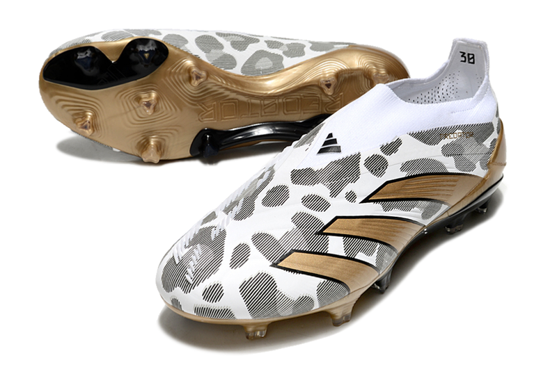 Chuteira Campo Adidas Predator LL Elite FG Branca e Dourada "Generation Pred 2.0 Pack"