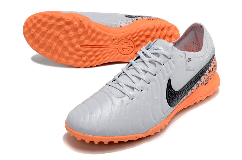 Nike Tiempo Legend 10 Pro TF White, Black and Orange "Electric Pack" Society Football Boots 