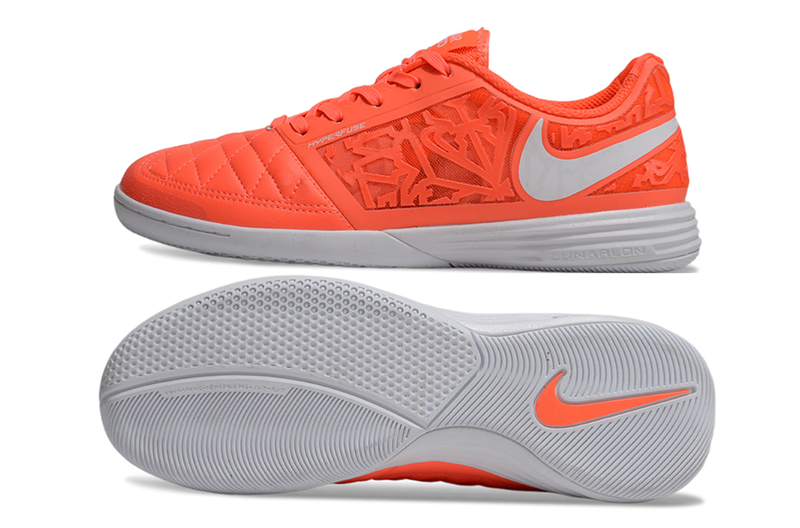 Chuteira Futsal Nike Lunar Gato II IC Laranja e Branco