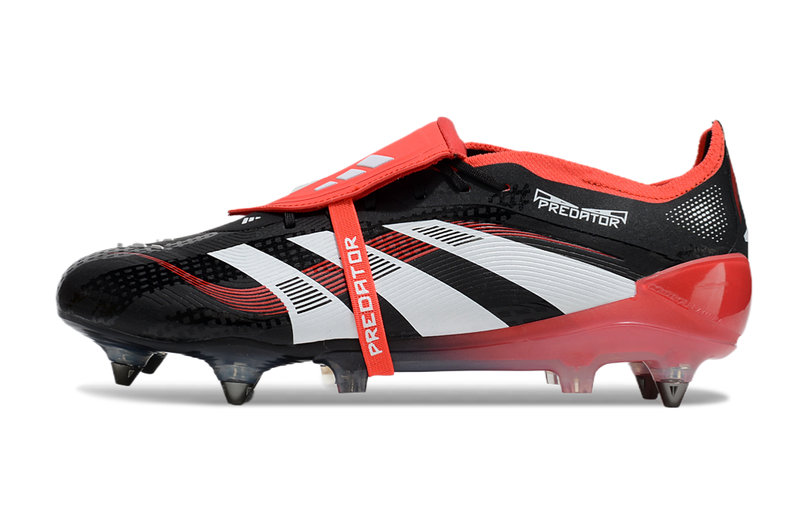 Chuteira Campo Adidas Predator Elite FT 30 Ponta de Aluminio Preta e Vermelha "Stealth Victory"