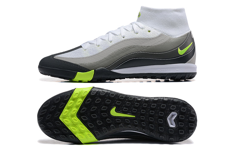 Chuteira Society Nike Air Zoom Mercurial Superfly 10 Elite TF Branco, Cinza e Verde