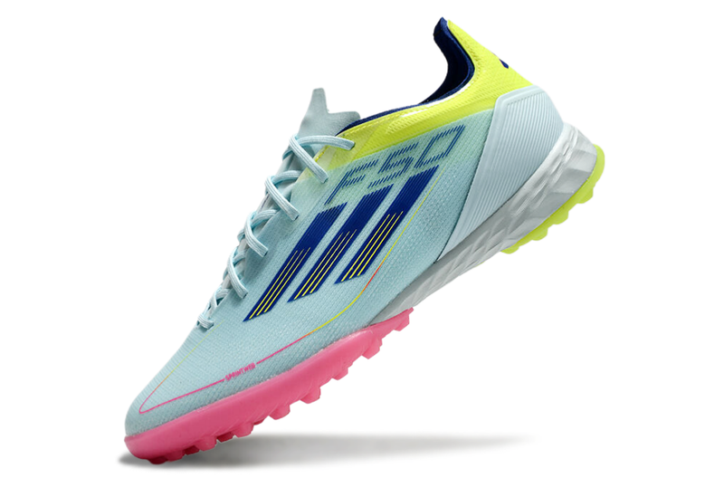 Chuteira Society Adidas F50 TF Azul, Rosa e Amarelo "Olympic Boot Pack"