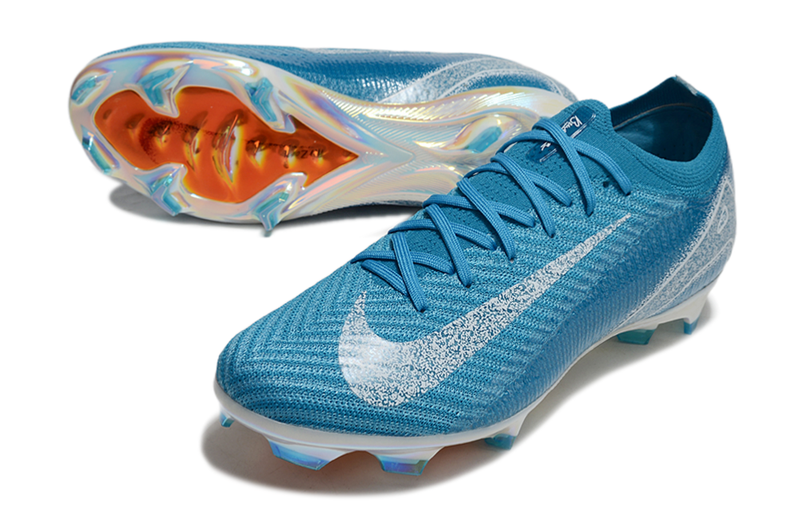 Chuteira Campo Nike Air Zoom Mercurial Vapor 16 Elite FG Azul e Branca