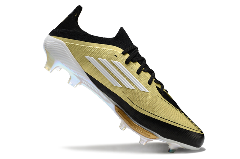 Botes de futbol Adidas F50+ FG Messi daurades i negres "Triunfo Dorado Pack" 