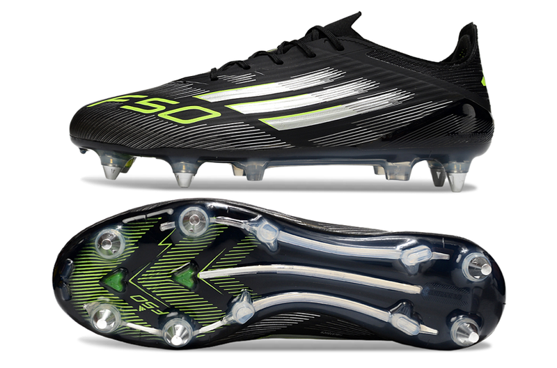 Chuteira Campo Adidas F50 Ponta de Aluminio Preta e Verde