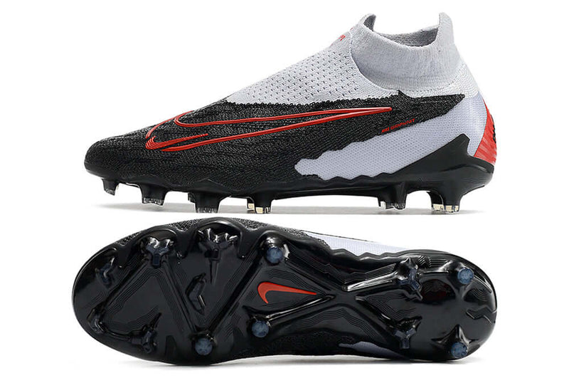 Precisão é com a Chuteira de Campo Nike Phantom GX DF Elite FG Branca, Preta e Vermelha na Farda de Boleiro, Garanta a qualidade de Jogadores Profissionais