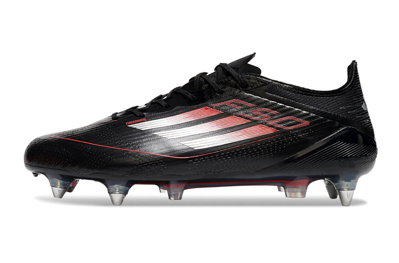 Chuteira Campo Adidas F50 Ponta de Aluminio Preta e Vermelha