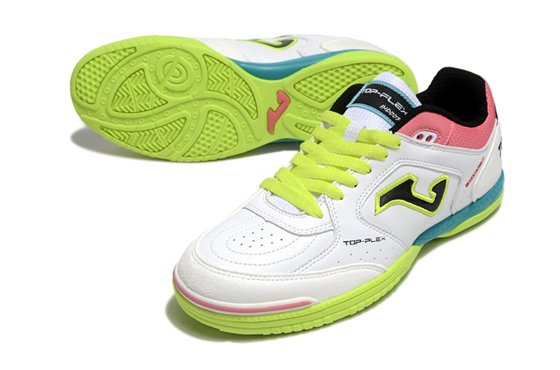 Joma Top Flex Rebound IC Futsal Boot White, Green, Pink and Blue 