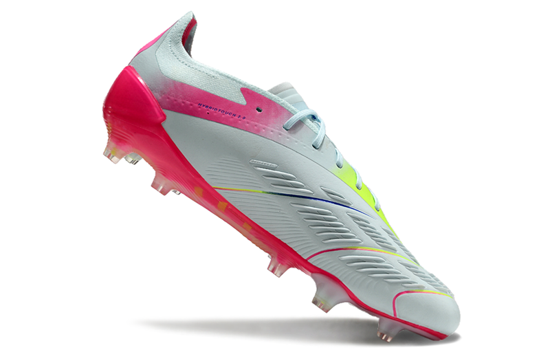 Chuteira Campo Adidas Predator Elite FG Branca e Rosa "Stellar Icon Pack"