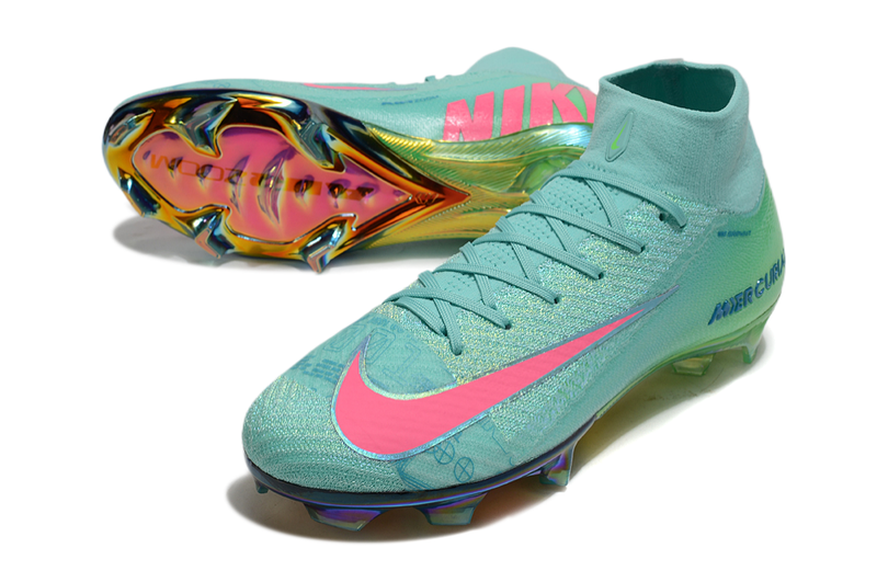 Chuteira Campo Nike Air Zoom Mercurial Superfly 10 Elite FG Verde e Rosa "Cosmic Speed"