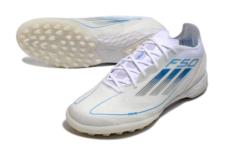 Chuteira Society Adidas F50 TF Branca e Azul