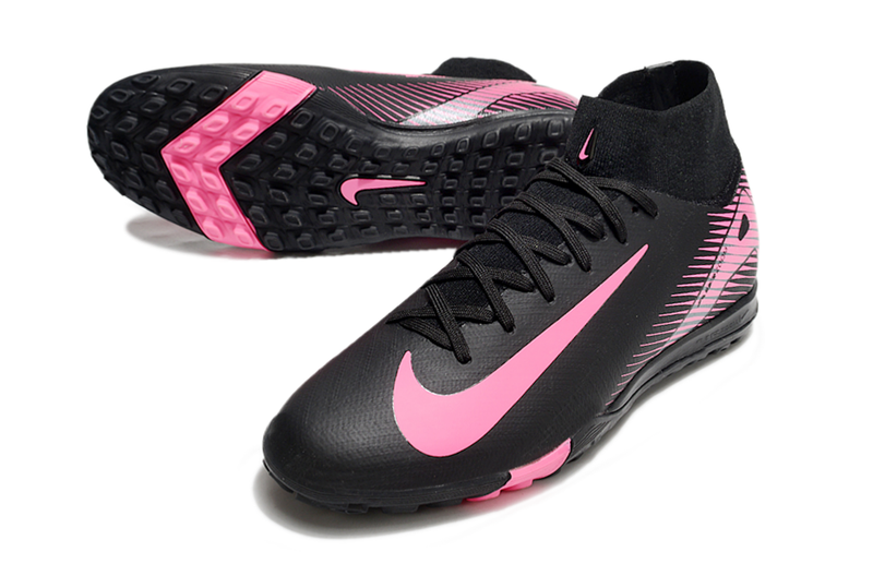 Chuteira Society Nike Air Zoom Mercurial Superfly 10 Elite TF Preta e Rosa