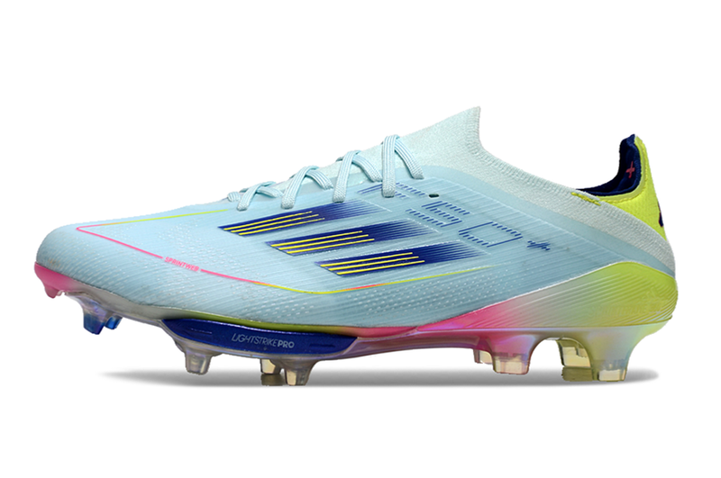 Botes de futbol Adidas F50+ FG blau, rosa i groc "Paquet de botes olímpiques" 