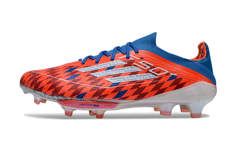 Chuteira Campo Adidas F50+ FG Vermelha e Azul