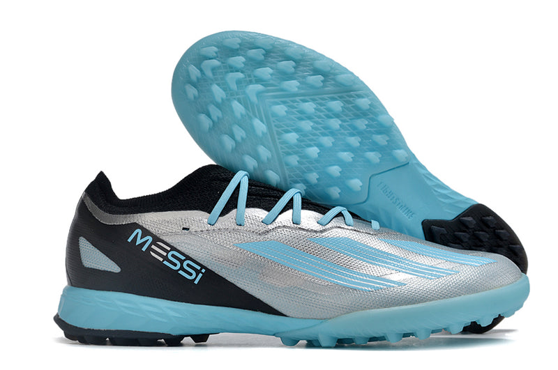 Adidas X Crazyfast Messi.1 TF Silver and Blue "Infinity" Society Football Boots