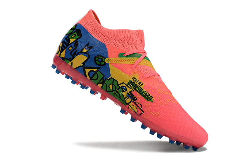 Puma Future 7 MG Pink, Blue, Green and Yellow "Brazil Pack" Soccer Cleats 