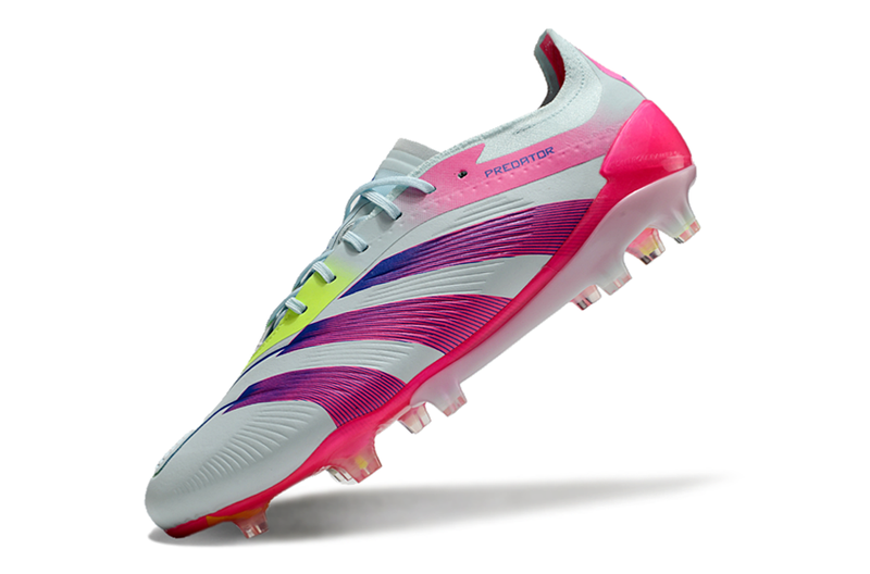 Chuteira Campo Adidas Predator Elite FG Branca e Rosa "Stellar Icon Pack"