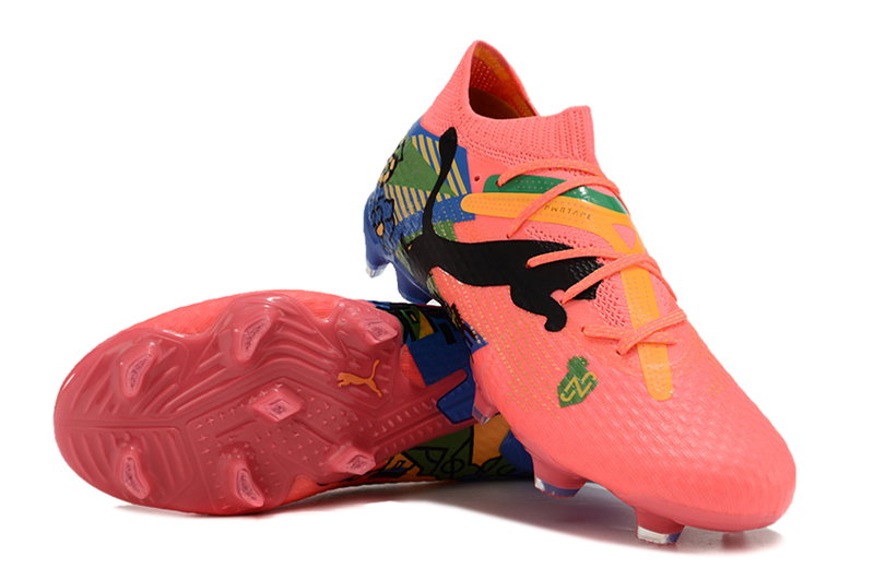 Bota de futbol Puma Future 7 FG Campo rosa, blau, verd i groc "Brasil Pack"