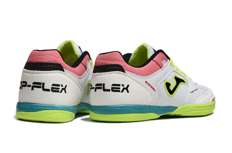 Joma Top Flex Rebound IC Futsal Boot White, Green, Pink and Blue 