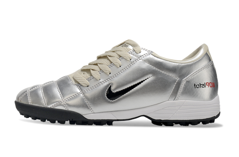 Chuteira Society Nike Total 90 TF Prata e Creme