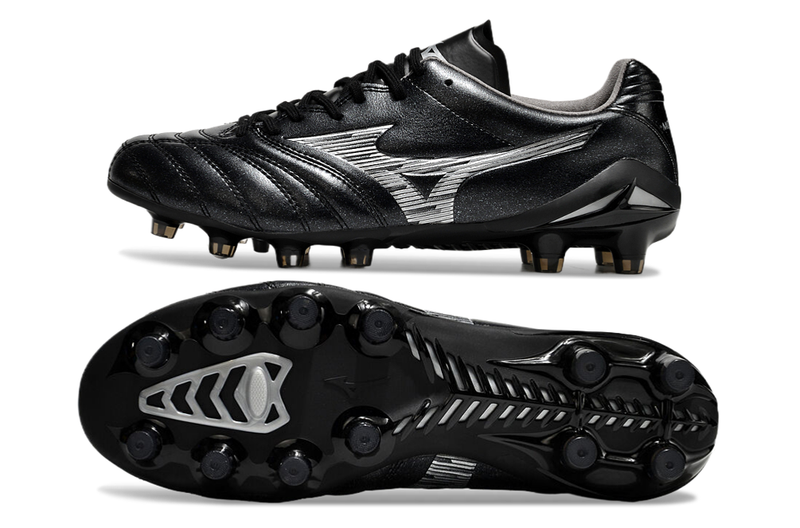 Chuteira Campo Mizuno Morelia Neo 4 Beta FG Preta "Unlimited Black"