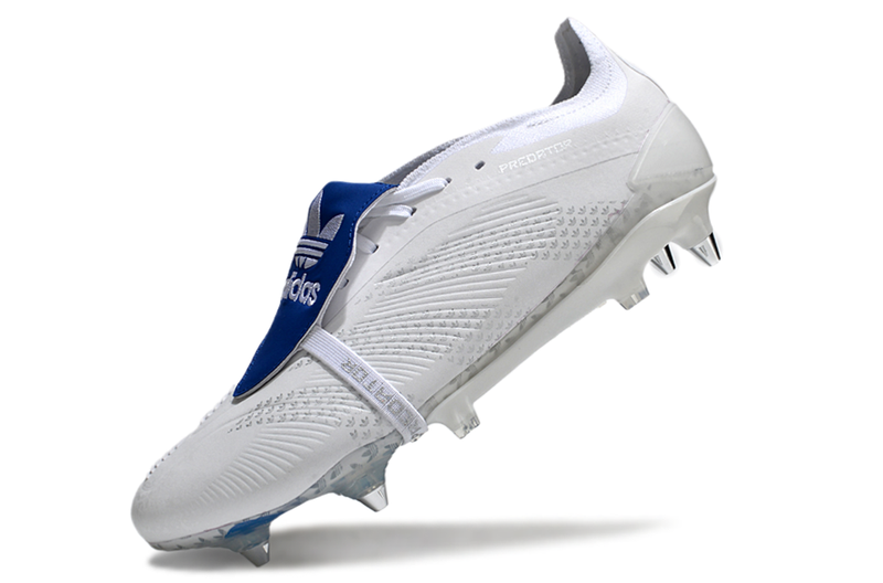 Chuteira Campo Adidas Predator Elite FT 30 Ponta de Aluminio Branca e Azul "Kvara 7"