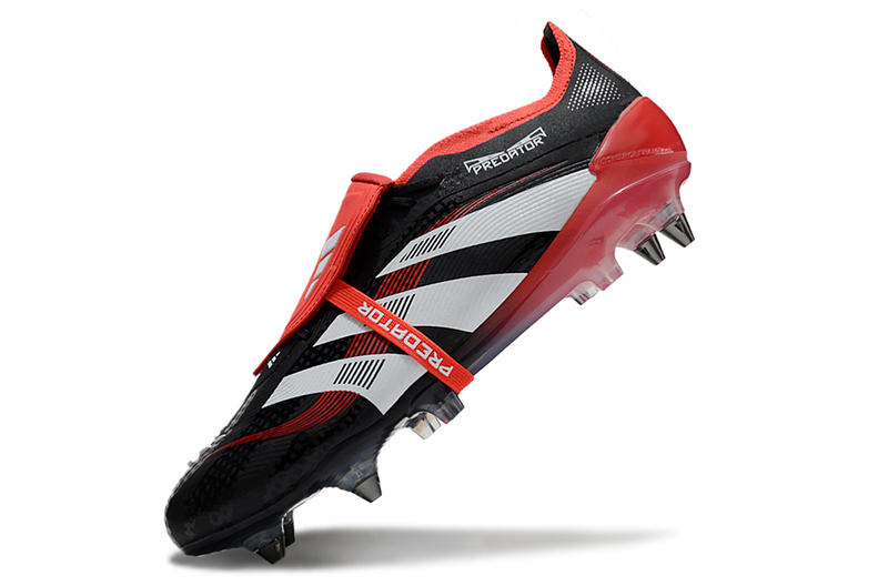 Chuteira Campo Adidas Predator Elite FT 30 Ponta de Aluminio Preta e Vermelha "Stealth Victory"