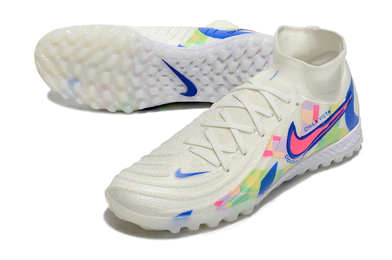 Botes de futbol Nike Phantom Luna 2 Elite TF blanc, blau i rosa