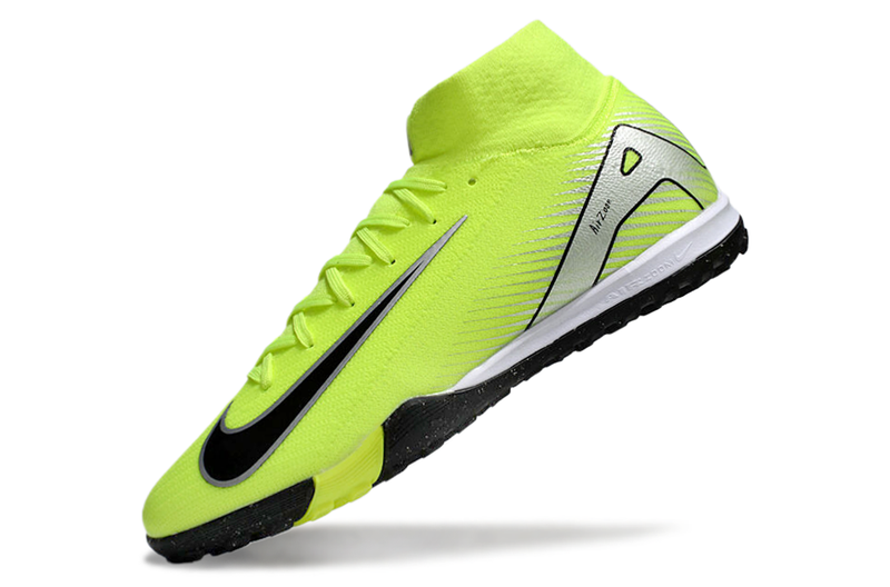 Chuteira Society Nike Air Zoom Mercurial Superfly 10 Elite TF Verde e Preta "Mad Voltage"