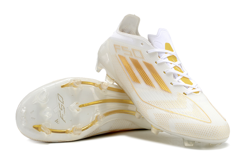 Chuteira Campo Adidas F50 FG Branca e Dourada "Day Spark Pack"