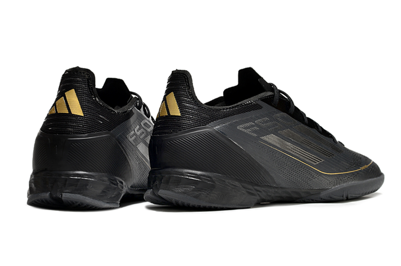 Chuteira Futsal Adidas F50 IC Preto e Dourado "Dark Spark Pack"