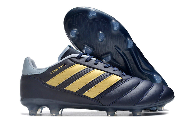 Chuteira Campo Adidas Copa Icon FG Azul e Dourada